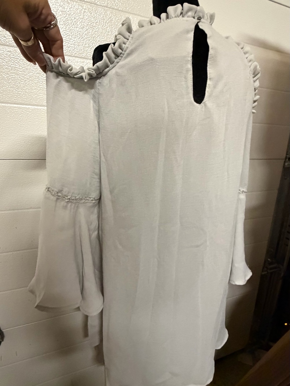 PPLA Light Gray Long Sleeve Ruffle Shoulder Dress - Picture 5 of 7